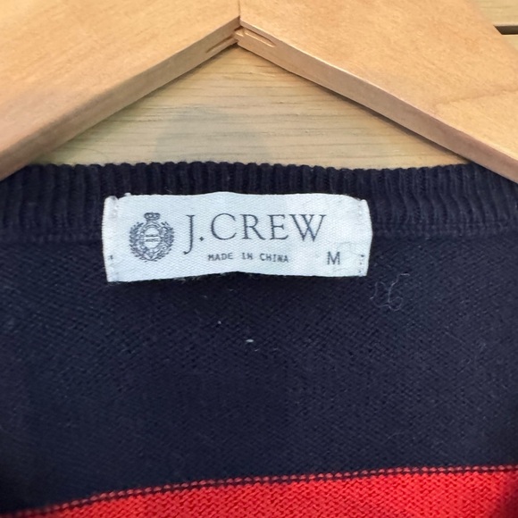 J. Crew 2008 Collection Red and Navy Collegiate V-Neck Sweater Cotton/Cashmere - Picture 2 of 6